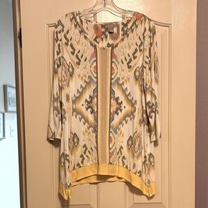 Chico's Navajo Design top with Yellow Trim